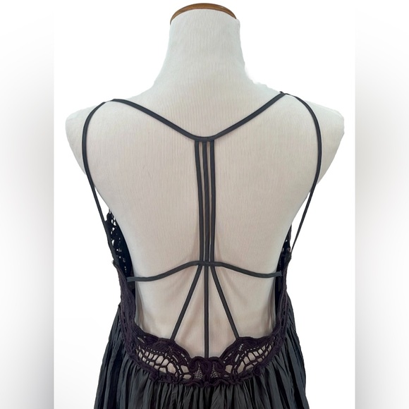 SOLD OUT ♥️ Free People Breathless Gray Crochet Strappy Back Babydoll Mini Dress - Picture 10 of 16